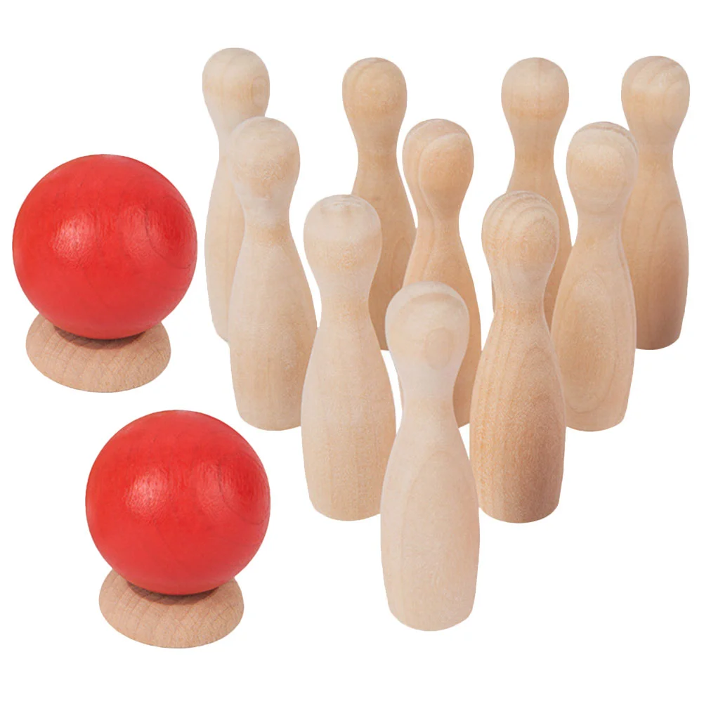 Bowling Desktop Toys Outdoor for Kids Game Log Wooden Indoor Games Child Toddlers