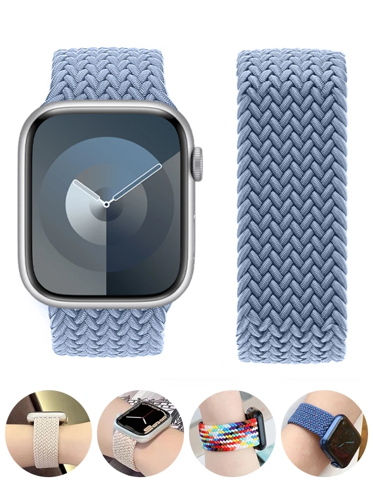 Braided Solo Loop For Apple watch Band 46mm 44mm 45mm 42mm 40mm 41mm Bracelet correa iwatch Series Ultra 2 11 10 9 SE 8 7 Strap