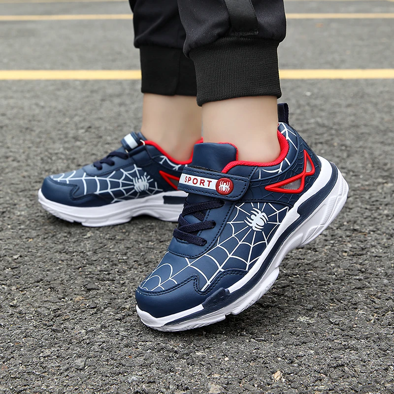 Brand Kids Cartoon Spider Sneakers Boys Comfortable Sports Shoes Outdoor Non-slip Tennis Shoes Lightweight Casual Running Shoes