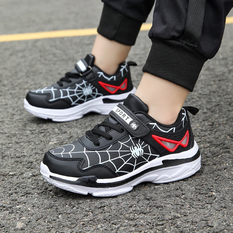 Brand Kids Cartoon Spider Sneakers Boys Comfortable Sports Shoes Outdoor Non-slip Tennis Shoes Lightweight Casual Running Shoes