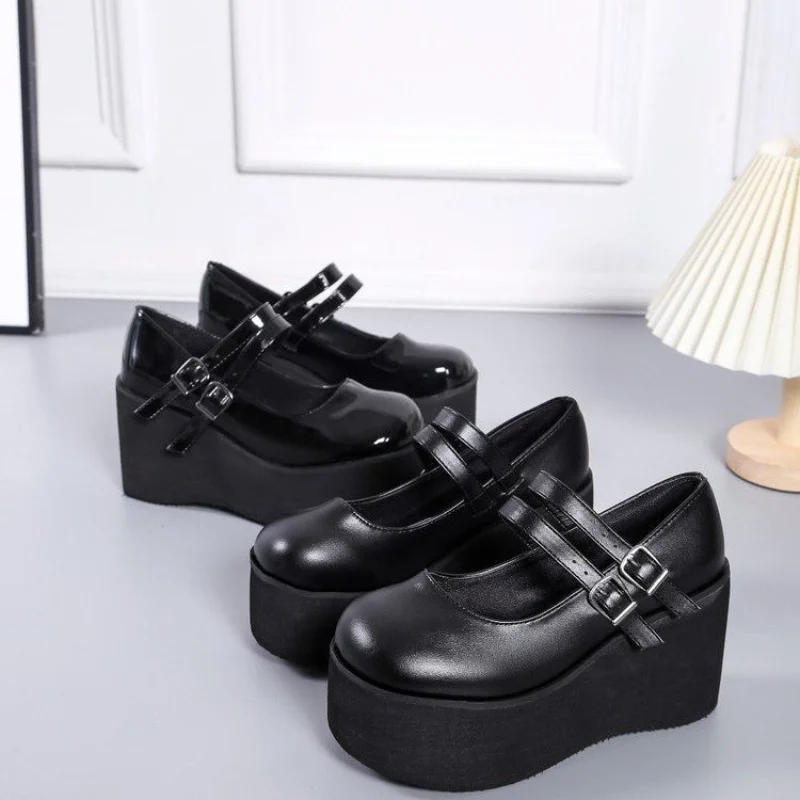 Brand New Female Lolita Cute Mary Janes Pumps Platform Wedges High Heels women's Pumps Sweet Gothic Punk Shoes Woman