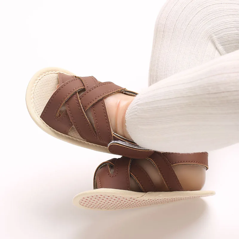 Brown Summer 0-18M Newborn Sandals WIth High-Quality Soft Fabric Sole Anti Slip And Breathable Baby's First Pair Of Walking shoe