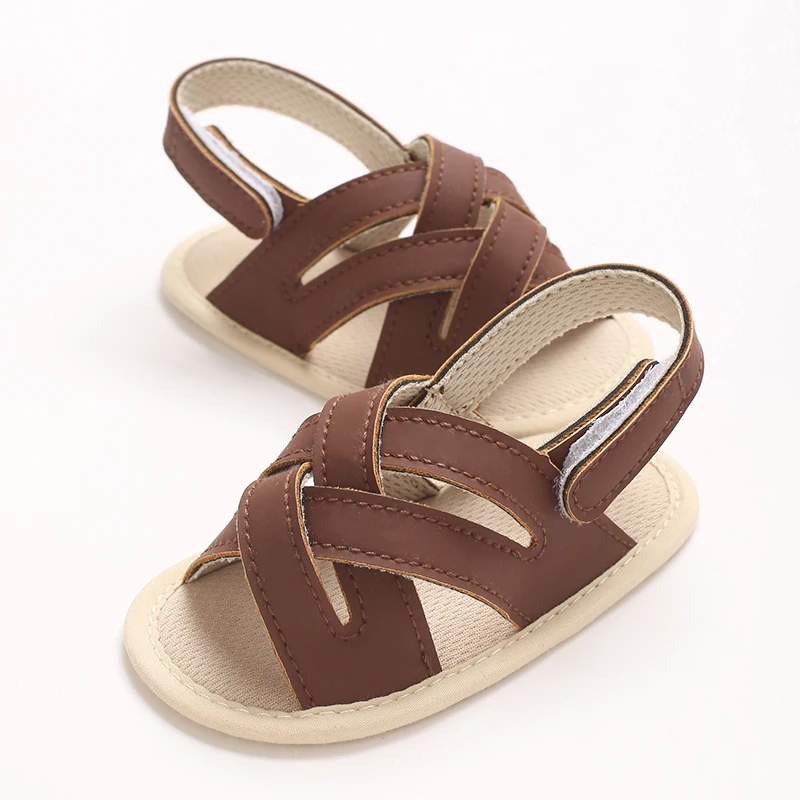 Brown Summer 0-18M Newborn Sandals WIth High-Quality Soft Fabric Sole Anti Slip And Breathable Baby's First Pair Of Walking shoe