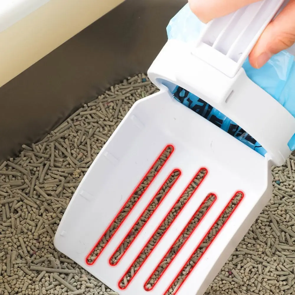 Built-in Trash Cat Litter Scoop Integrated type Portable Kitty Poop Disposal Shovel Detachable Cat Litter Box Cleaning Tool