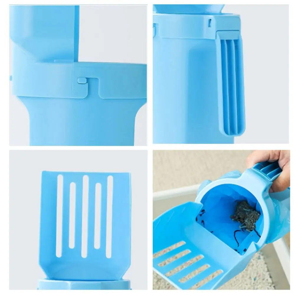 Built-in Trash Cat Litter Scoop Integrated type Portable Kitty Poop Disposal Shovel Detachable Cat Litter Box Cleaning Tool