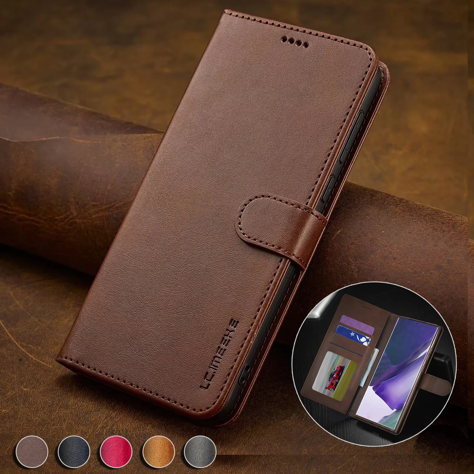 Business Leather Case for Samsung Galaxy S26 S25 Edge Ultra S24 FE S23 Plus A17 A16 A26 A36 Flip Wallet Card Holder Phone Cover