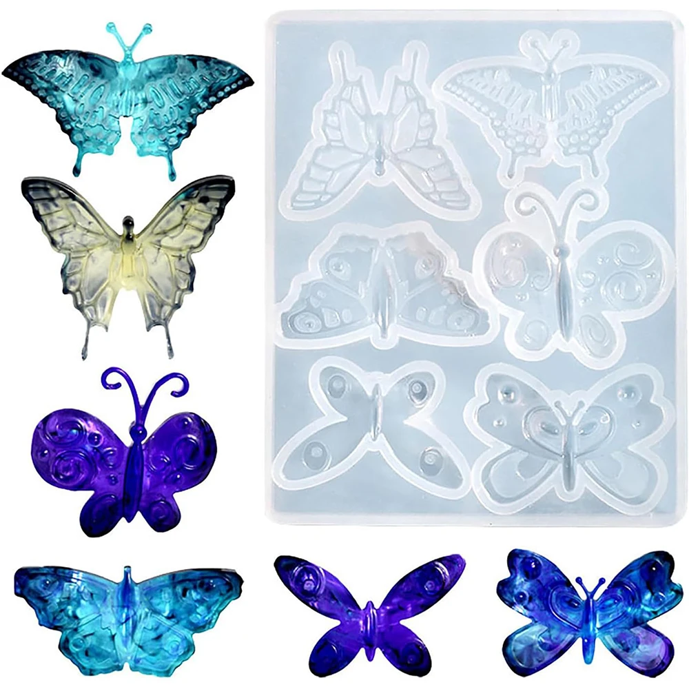 Butterfly Silicone Pendant Mold DIY 6 Styles Butterfly Keychain Earring Brooch Necklace Jewelry Crafts Making Epoxy Resin Mould