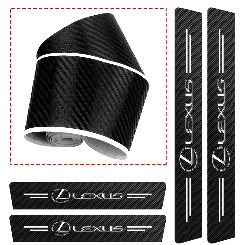 Car Door Carbon Fiber Sill Protector Stickers For Lexus RX330 IS250 Ct200h ES300h RX350 IS300h NX300h RX400h ES350 GS300 UX LX