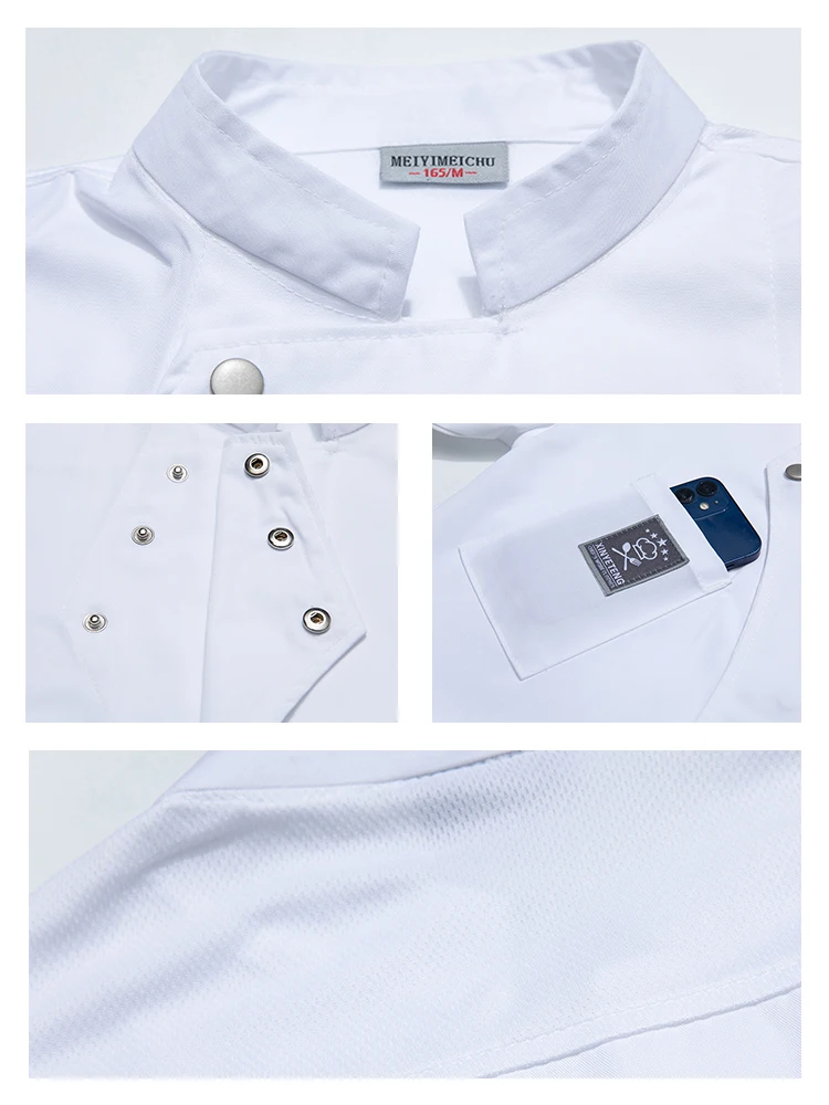 Catering Cooking White Shirt Restaurant Kitchen Chef T-shirt Baker Work Uniform Waiter Hotel Clothes Cook Jacket Cafe Overalls