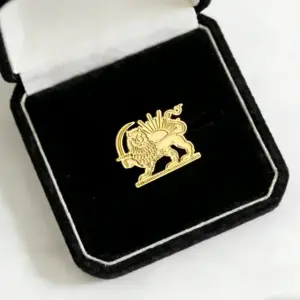 Cazador Stainless Steel Persian Lion and Sun Pins Brooch for Women Men Iran Flag Suit Collar Badges Jewelry Wholesale 2026 Gift