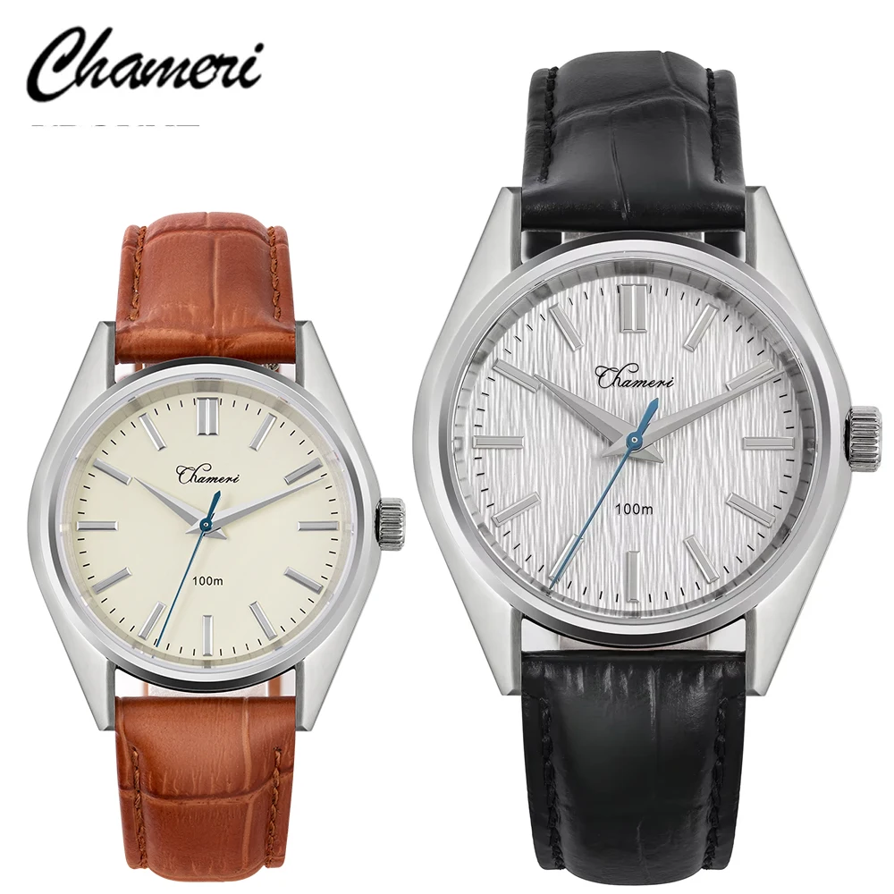 Chameri GS04 Quartz Watch VH31 Sweep Second Movement Couple Watches Sapphire Crystal Waterproof 100m Stainless Steel Wristwatch
