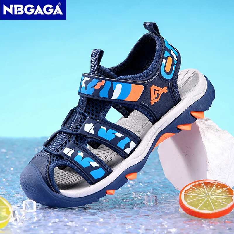 Children's Anti-Slip Summer Sandals for Boys Outdoor Anti-Collision Casual Walking Shoe Breathable Kids Beach Sandals Size 28-39