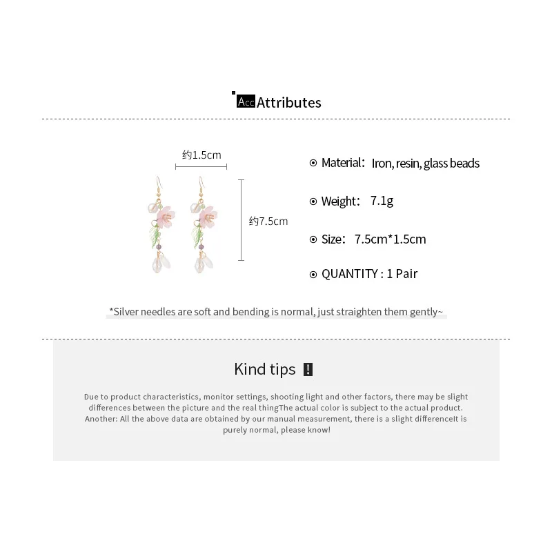 Chinese Glass Beads Flower Tassel Earrings for Women Sweet Style Versatile Drop Earring Elegant Beautiful Jewelry Friends Gift