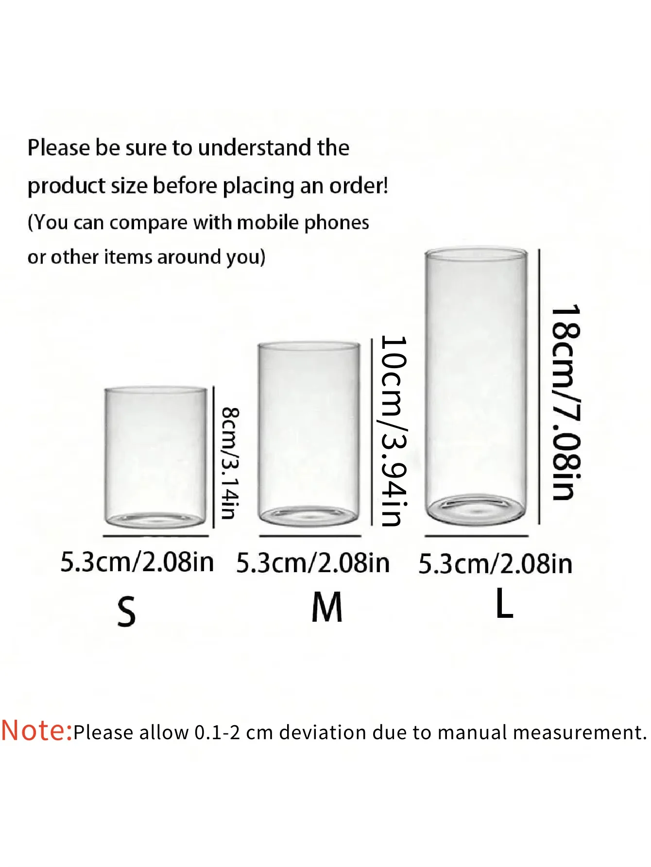 Clear Cylinder Glass Candle Holder Pillar High Borosilicate Glass Candle Holder Vase Wedding Party Decor(Candles Not Included)