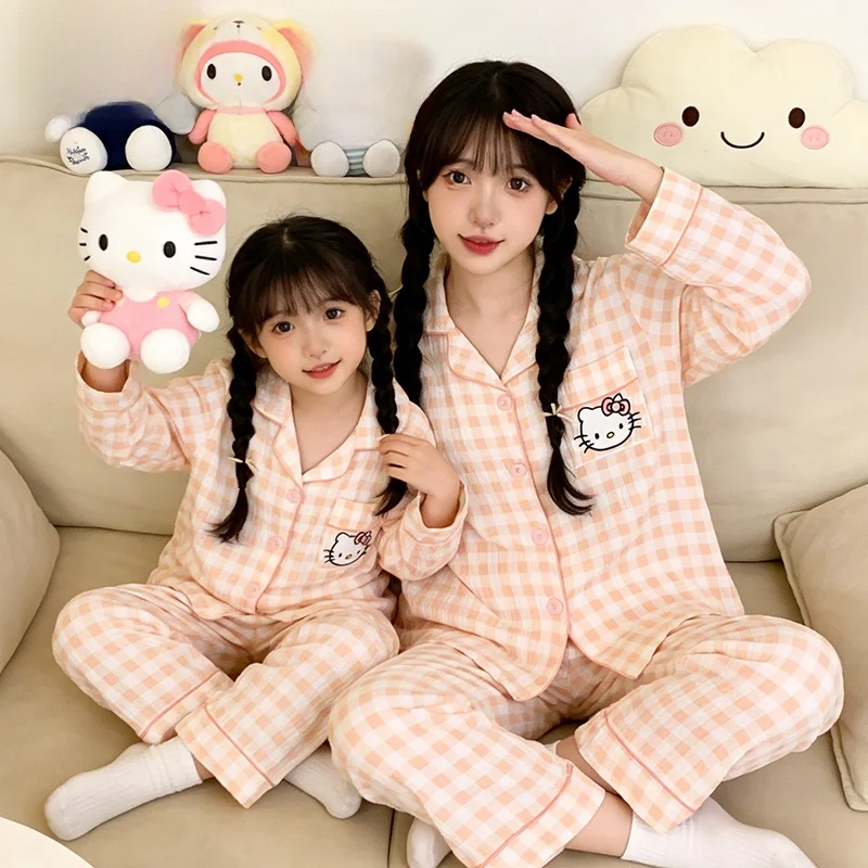 Cloud Cotton Long Sleeve Children's Sleepwear Set Mother Daughter Matching Home Clothes Soft Comfortable Spring Autumn Kids