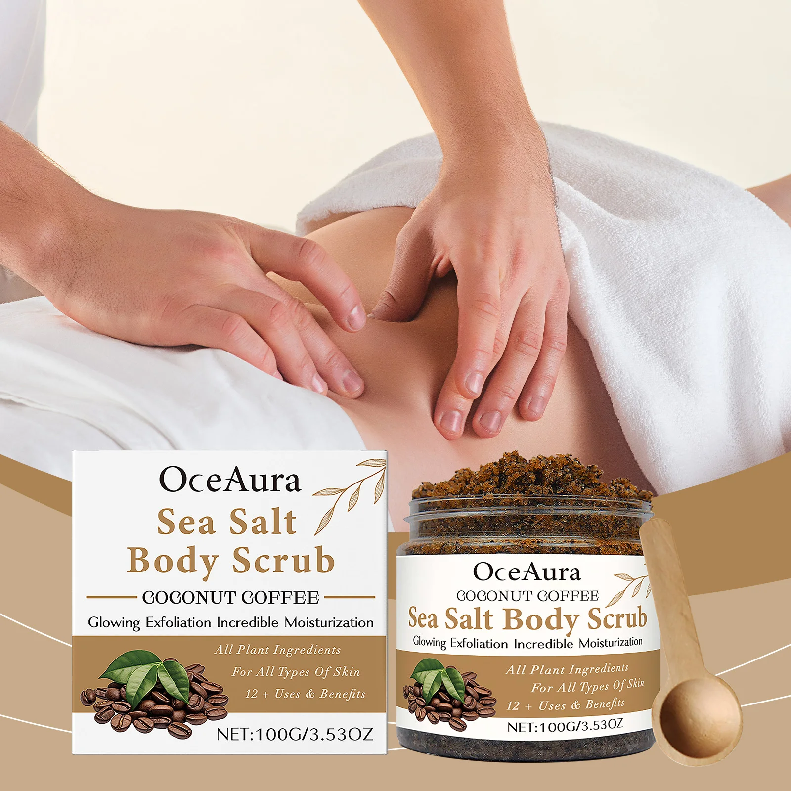 Coffee Sea Salt Body Scrub Exfoliating Deep Cleansing Cellulite Remover Fade Melanin Bleaching Moisturizing Smooth Skin Care