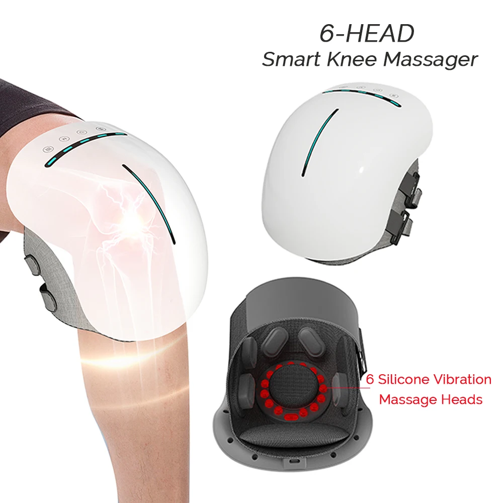 Cordless Heating Knee Massager Bulit 6 Silicone Heads Air Pressure Vibration Physiotherapy Instrument Knee Massage Knee Support
