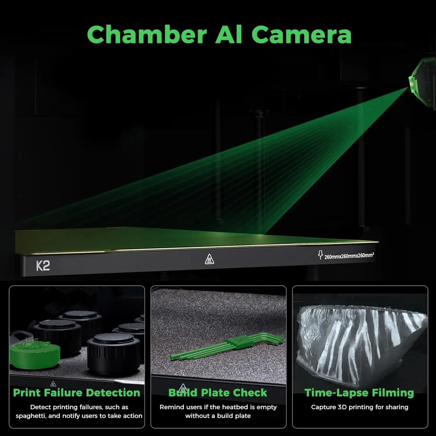 Creality K2 Combo 3D Printers with CFS, Dual Camera, 600mm/s Printing Speed,260 * 260 * 260mm Printing Volume