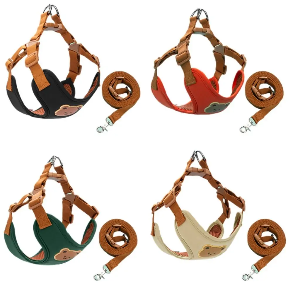 Creative Cute Pet Harness Leash Anti-Escape Adjustable Dog Collar Harness No Pull Cat Chest Strap Vest Outdoor Walking Travel