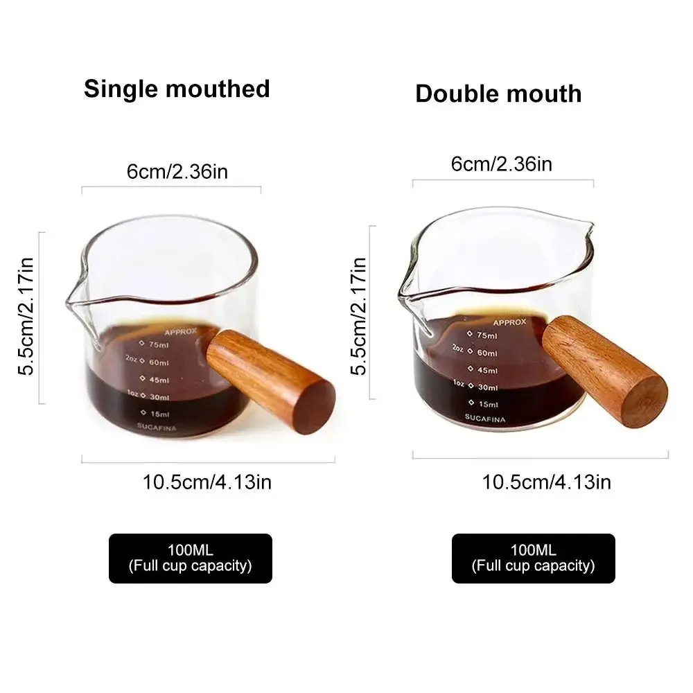 Creativity 75ml Espresso Measuring Cup Double/Single Mouth Heat-resisting Glass Kitchen Tool Measure Mug Clear Kitchen Mug