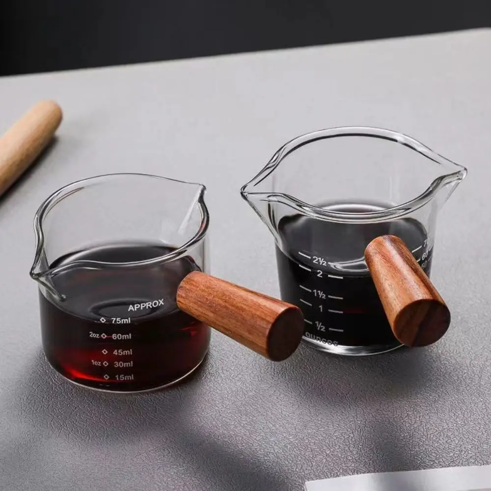 Creativity 75ml Espresso Measuring Cup Double/Single Mouth Heat-resisting Glass Kitchen Tool Measure Mug Clear Kitchen Mug