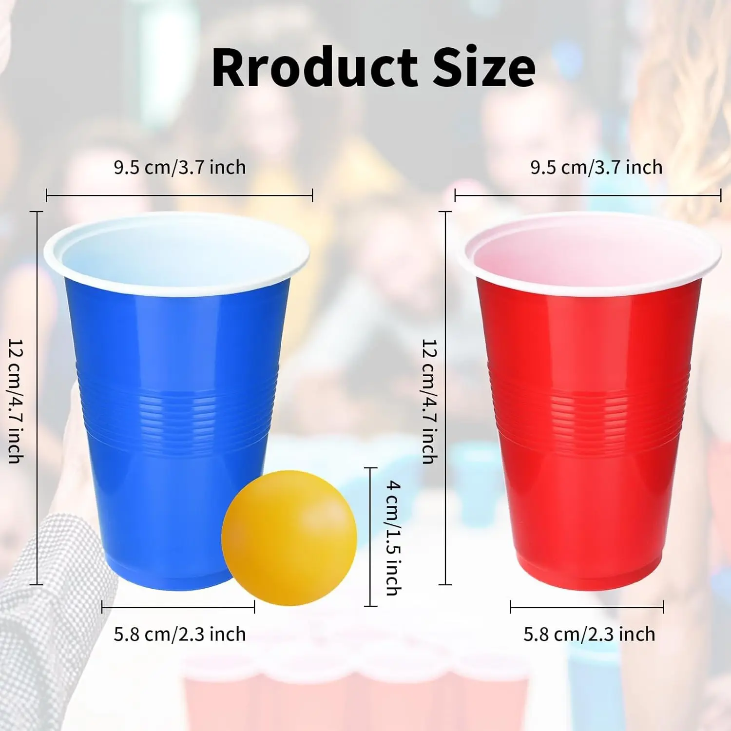 Cup Pong Game Set 22 Pcs 16 Oz Plastic Party Cups with 4 PCS Ping Pong Balls for Christmas New Year Gift Gratuation Party