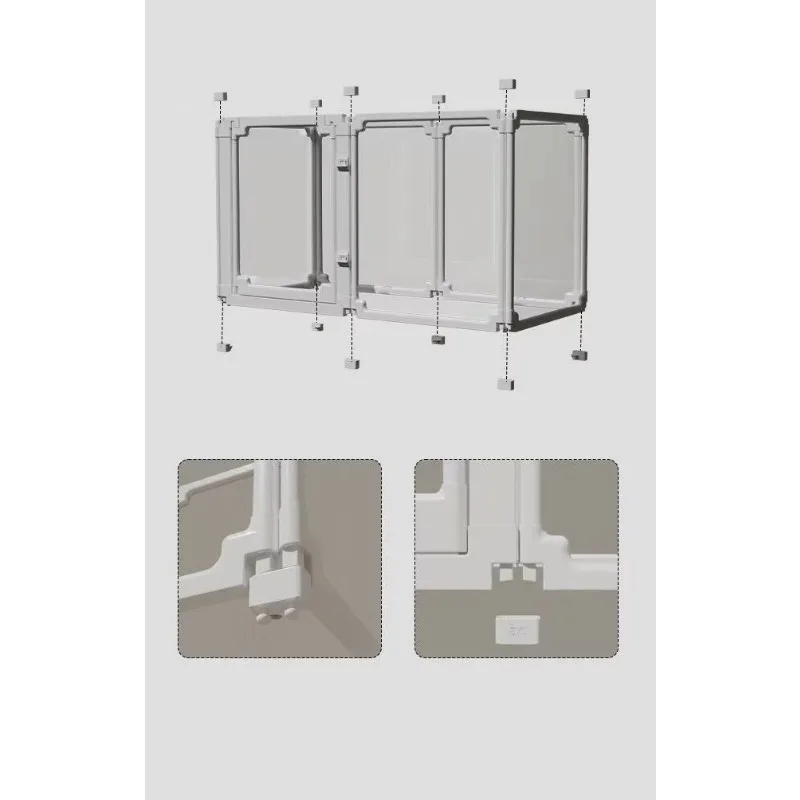 DIY Dog Playpen Puppy Cat Rabbit Ferret Transparent Pet Pen Easy Assemble Whelp Crate Kennel Cage Enclosure with Wheels