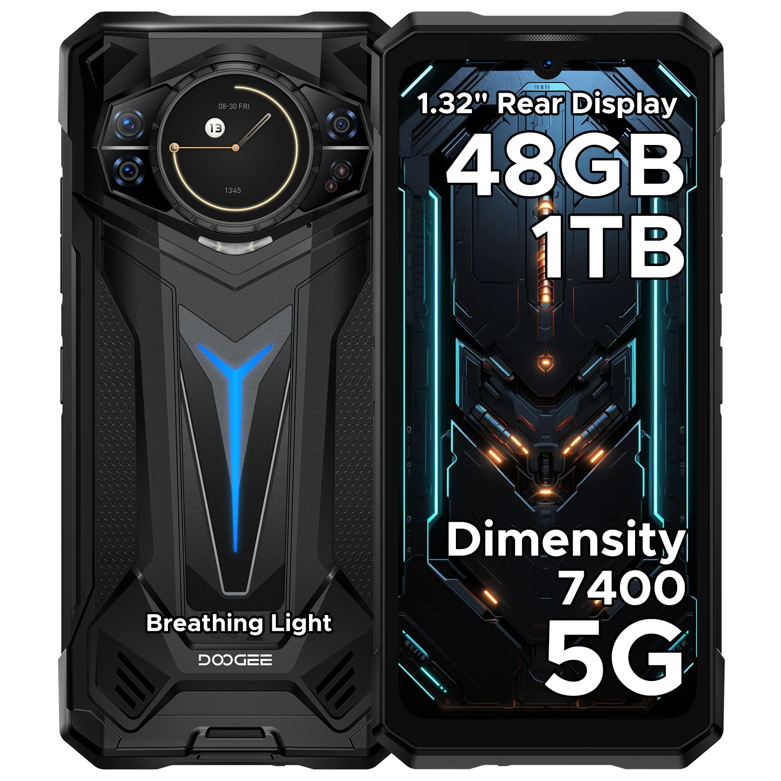 DOOGEE S200 Ultra 5G Rugged Phone 1.32" AMOLED Rear Display 6.72'' Screen 12GB 1TB 11000mAh Battery Android 15 Mobile Phone NFC
