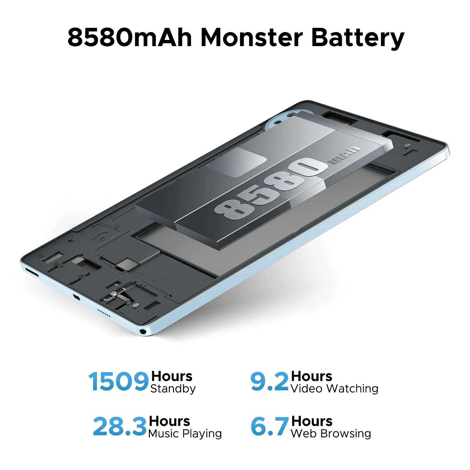 DOOGEE U11 2 in 1 Tablet PC Android 15 16GB(4+12) 128GB 11" Ultra-clear 90Hz Display Unisoc T606 8580mAh Battery Widevine L1