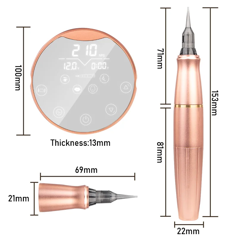 Demograph Rotary Tattoo Machine Kit For PMU Eyebrow Lips Permanent Makeup Machines Gun PMU Gun Pen with 2 Cartridge Needle