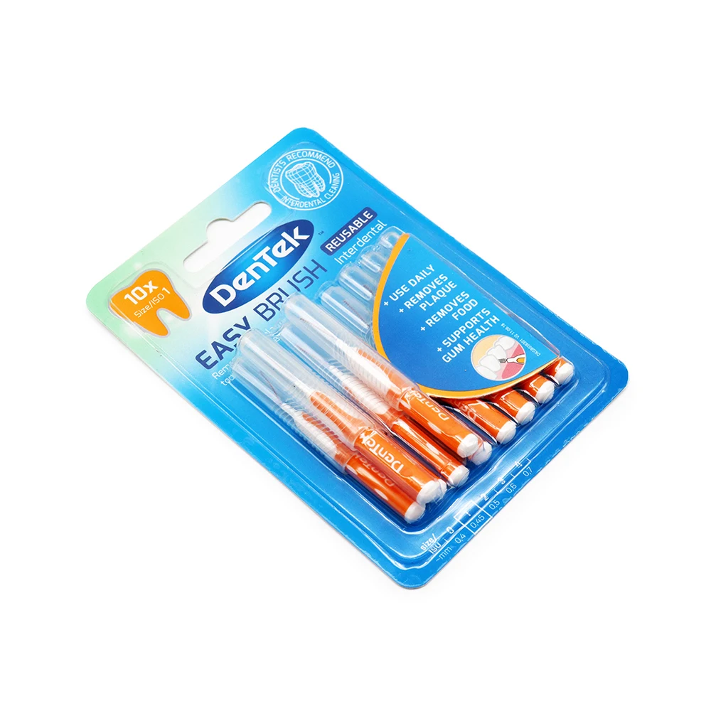 DenTek Easy Brush Interdental Cleaners 0.45mm 10PK, Flexible Handles for Effective Cleaning Between Teeth and Braces