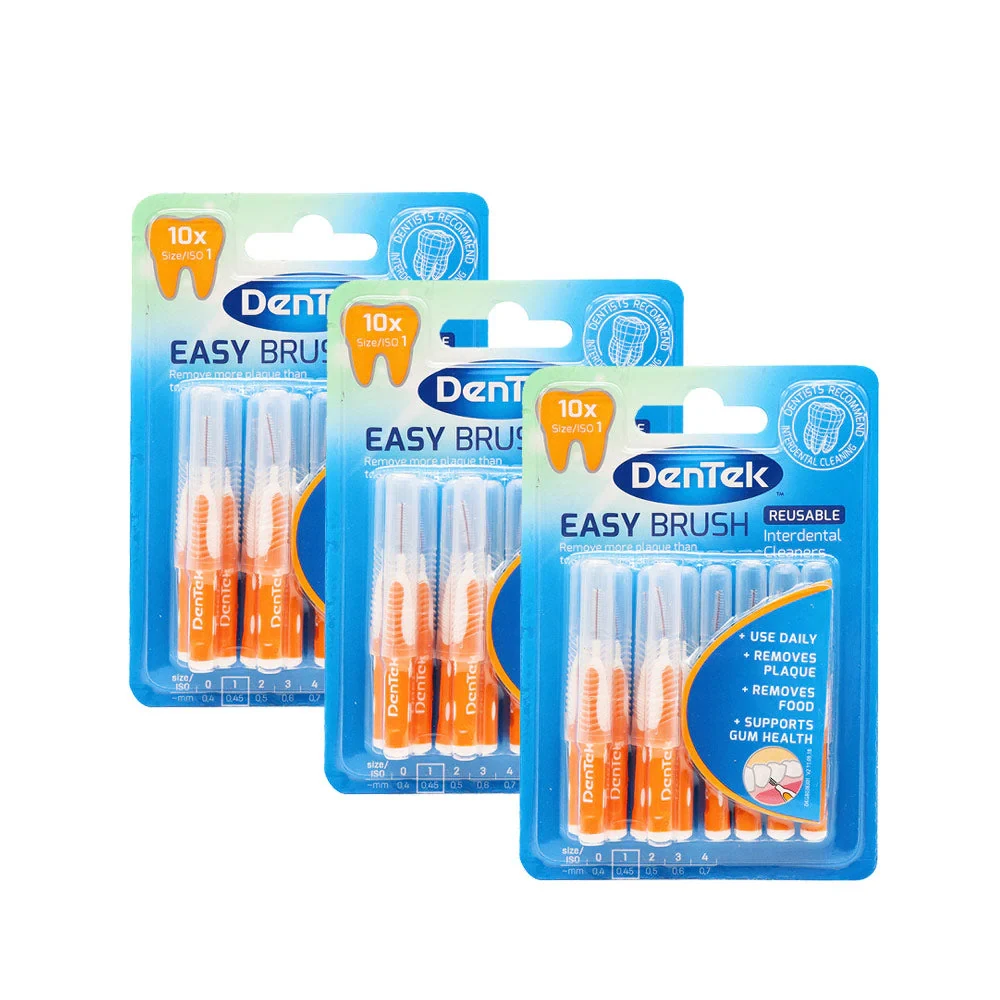 DenTek Easy Brush Interdental Cleaners 0.45mm 10PK, Flexible Handles for Effective Cleaning Between Teeth and Braces