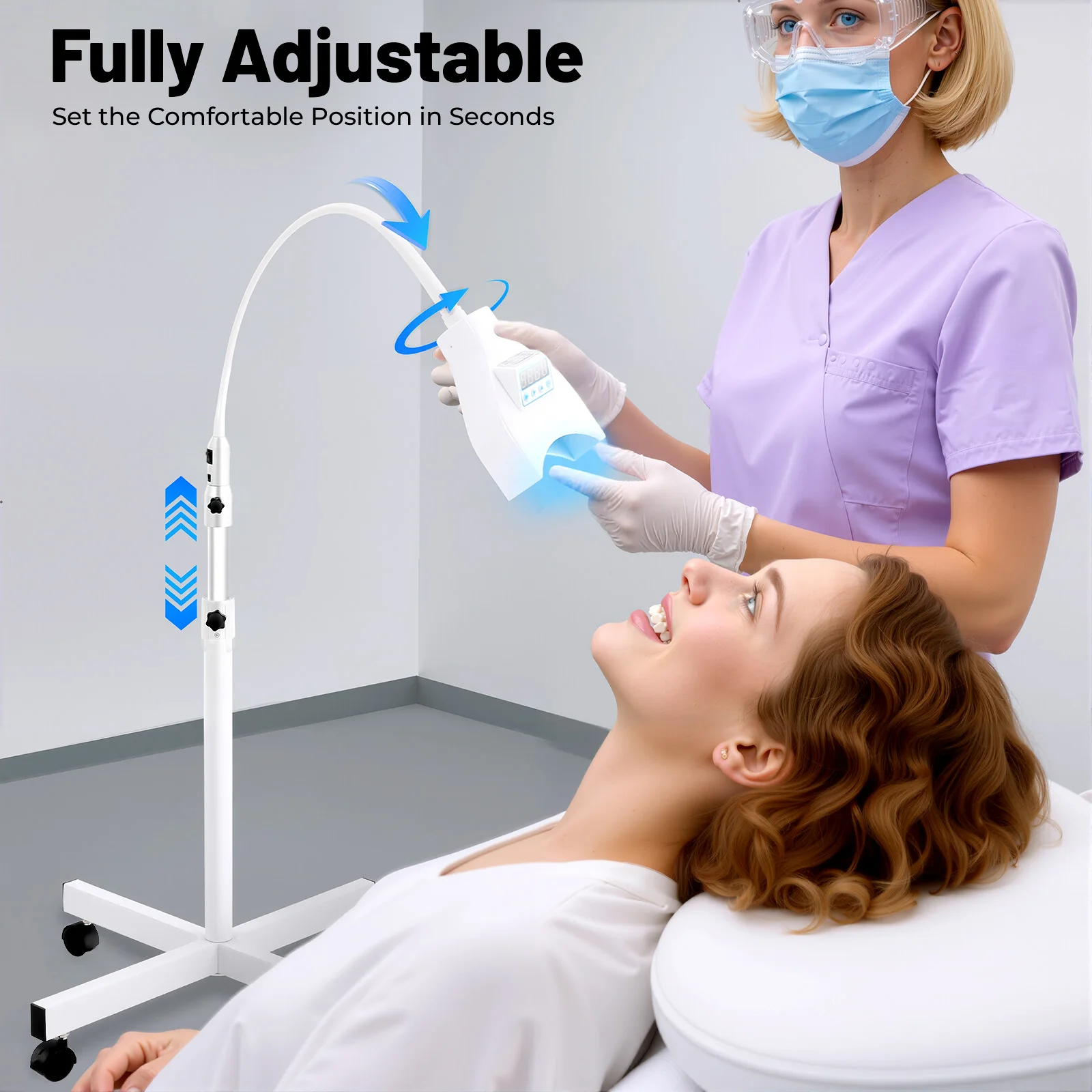 Dental Teeth Whitener Machine Mobile Dental Teeth Whitening Machine Blue LED Safe Optical Tech 465nm-470nm w/2 Pairs Goggles