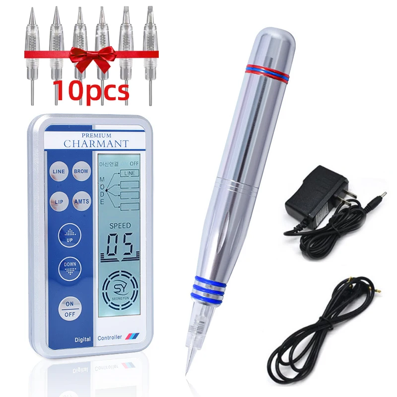 Dermografo Premium Charmant Tattoo Machine Pen KiT Digital Rotary Tattoo Pen for Eyebrow Lip Eyeliner Best Tattoo Machine