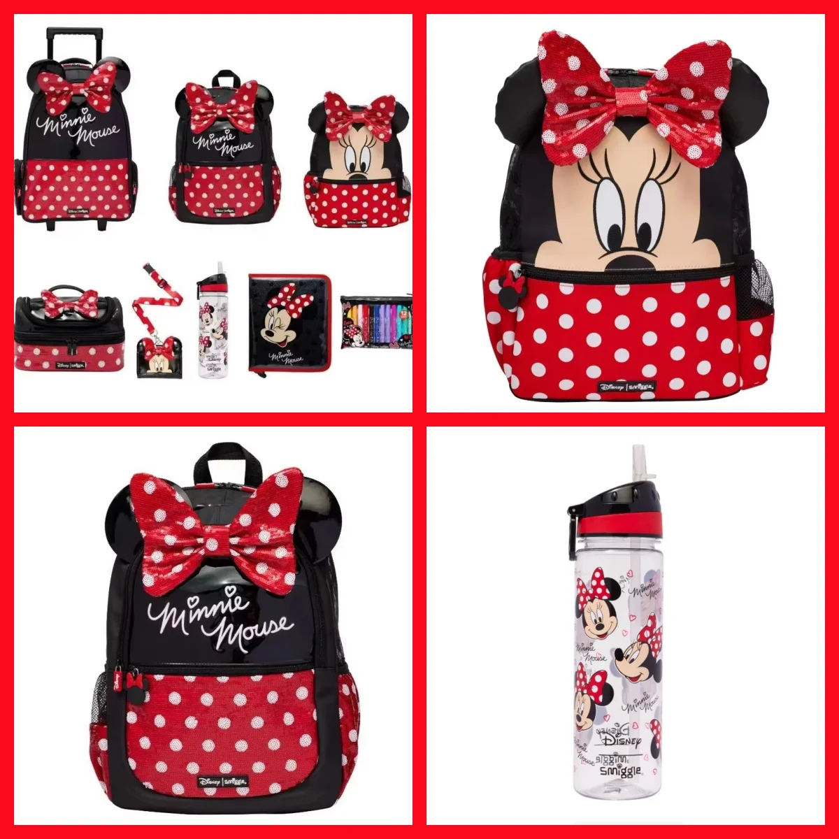 Disney Mickey Mouse Cartoon Schoolbag Red Student Backpack, Handbag,Water Cup An Excellent Holiday Gift Or Birthday Gift For Kid
