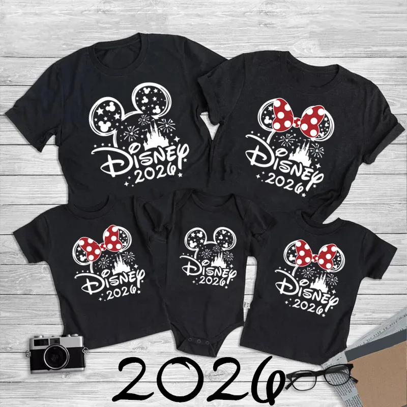 Disney Mickey and Minnie Mouse Family Parent-Child Set, Cotton for Parents, Brothers and Sisters, Children's T-shirt, Baby