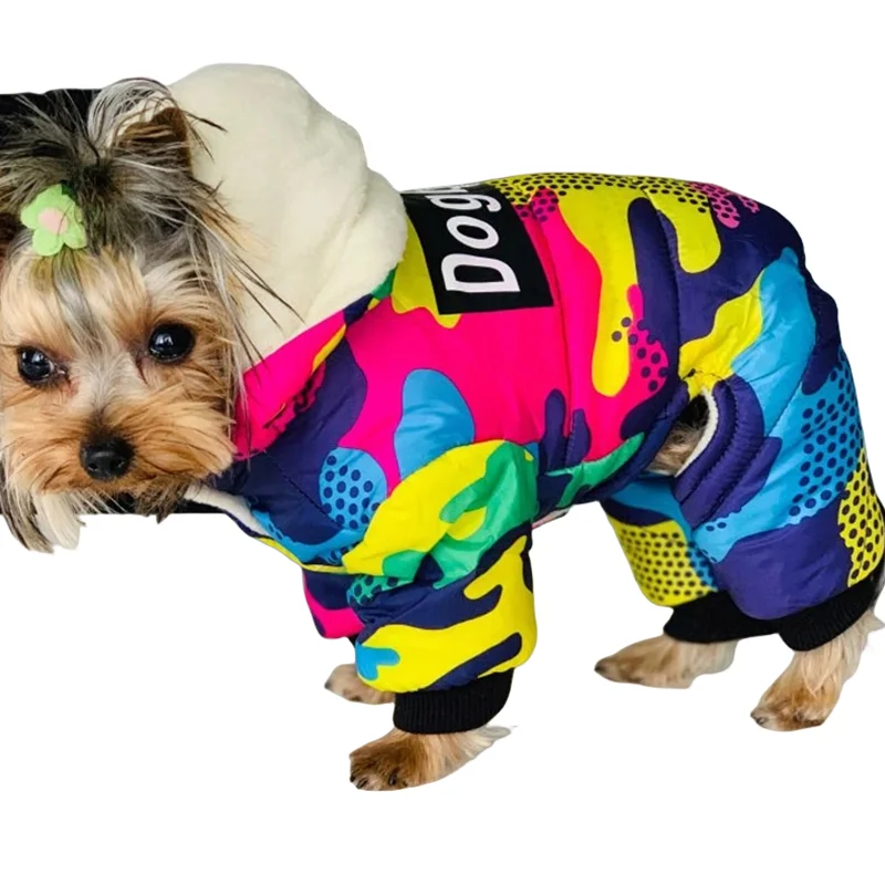 Dog Clothes For Small Medium Dogs Cats Jacket Jumpsuit Winter Warm Puppy Coat Hooded Outdoor Waterproof Costume Pet Apparel Pug