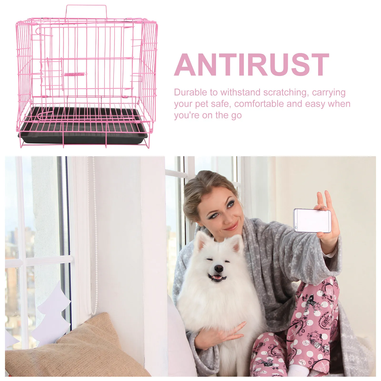 Dog Folding Cage Durable Steel Small Animal Carrier Indoor Crates Foldable Playpen Portable Kennel Pet Supplies