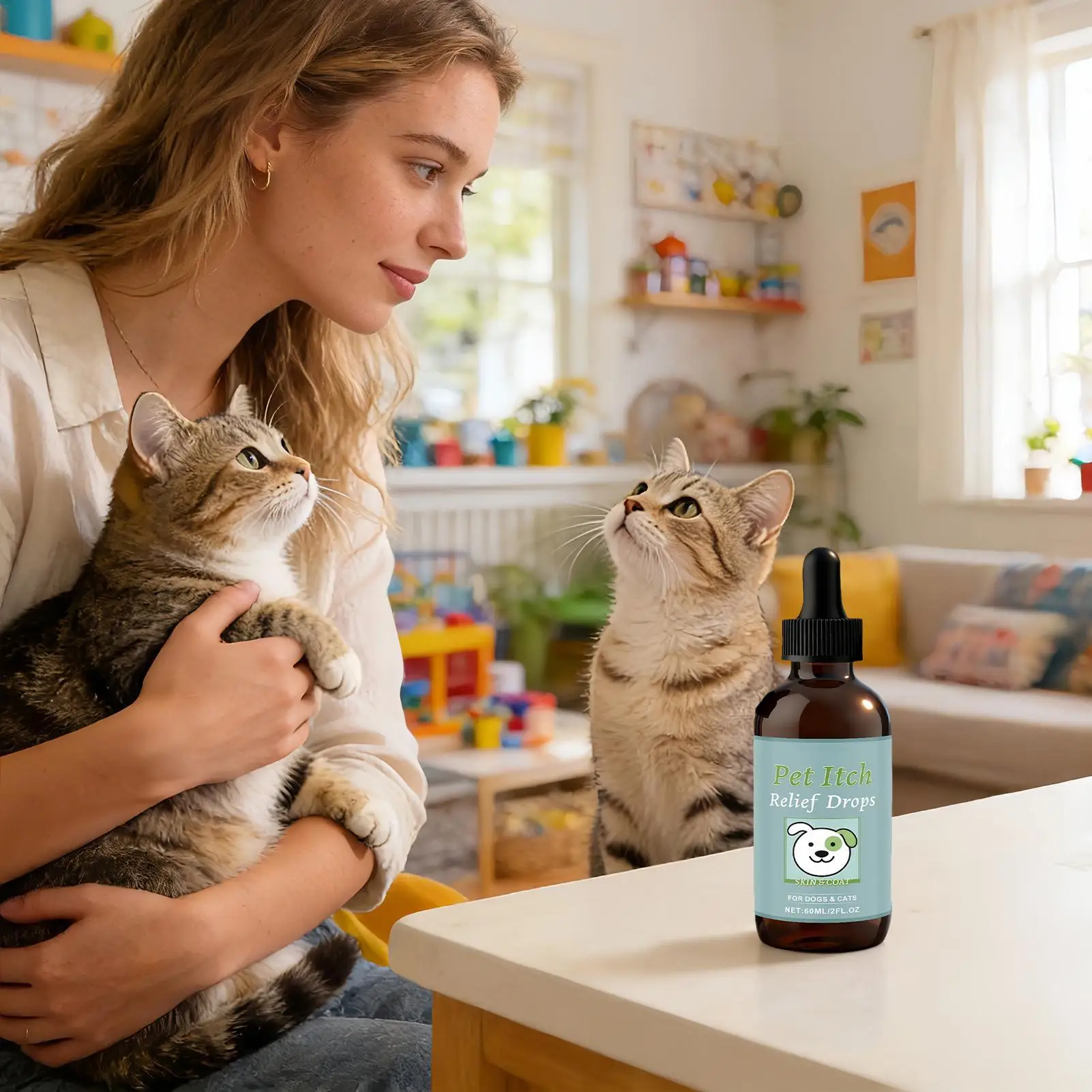 Dog Skin Care Drops 60ml Supplement With Dropper Puppy Kitten Skin Repair Drops For Small Medium Animals Long Short Coat Home