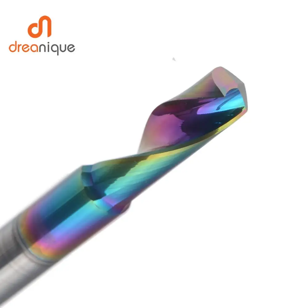 Dreanique 1pc 3.175 4 6 8mm Single Flute Solid Carbide Alloy End Mill, DLC Coating Milling Cutter Bit For Aluminium