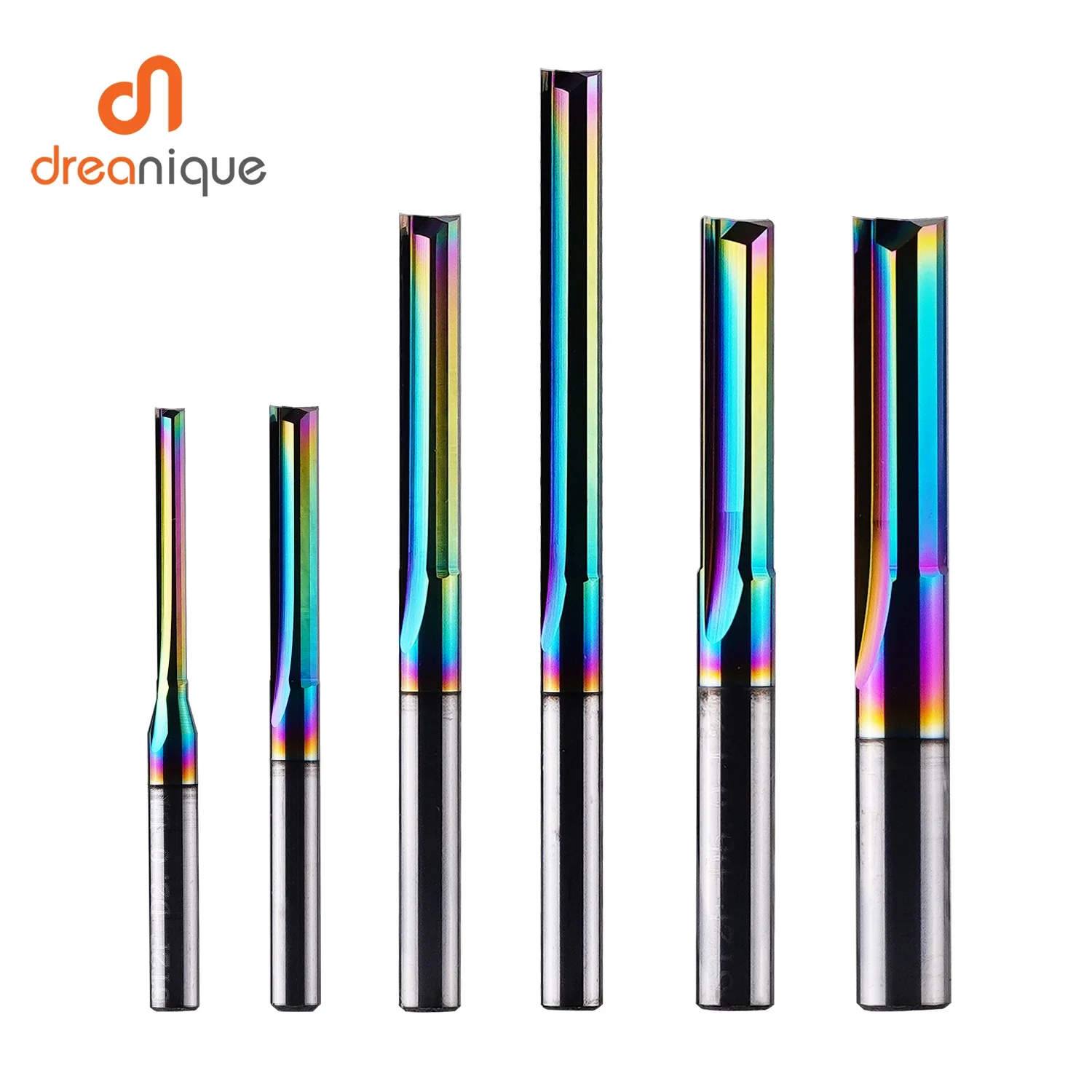 Dreanique 1pc DST2F 3.1 4 6 8mm Shank DLC Coatting 2 Flutes Carbide Straight Flute End Mill Bit Milling Tool Slot Milling Cutter