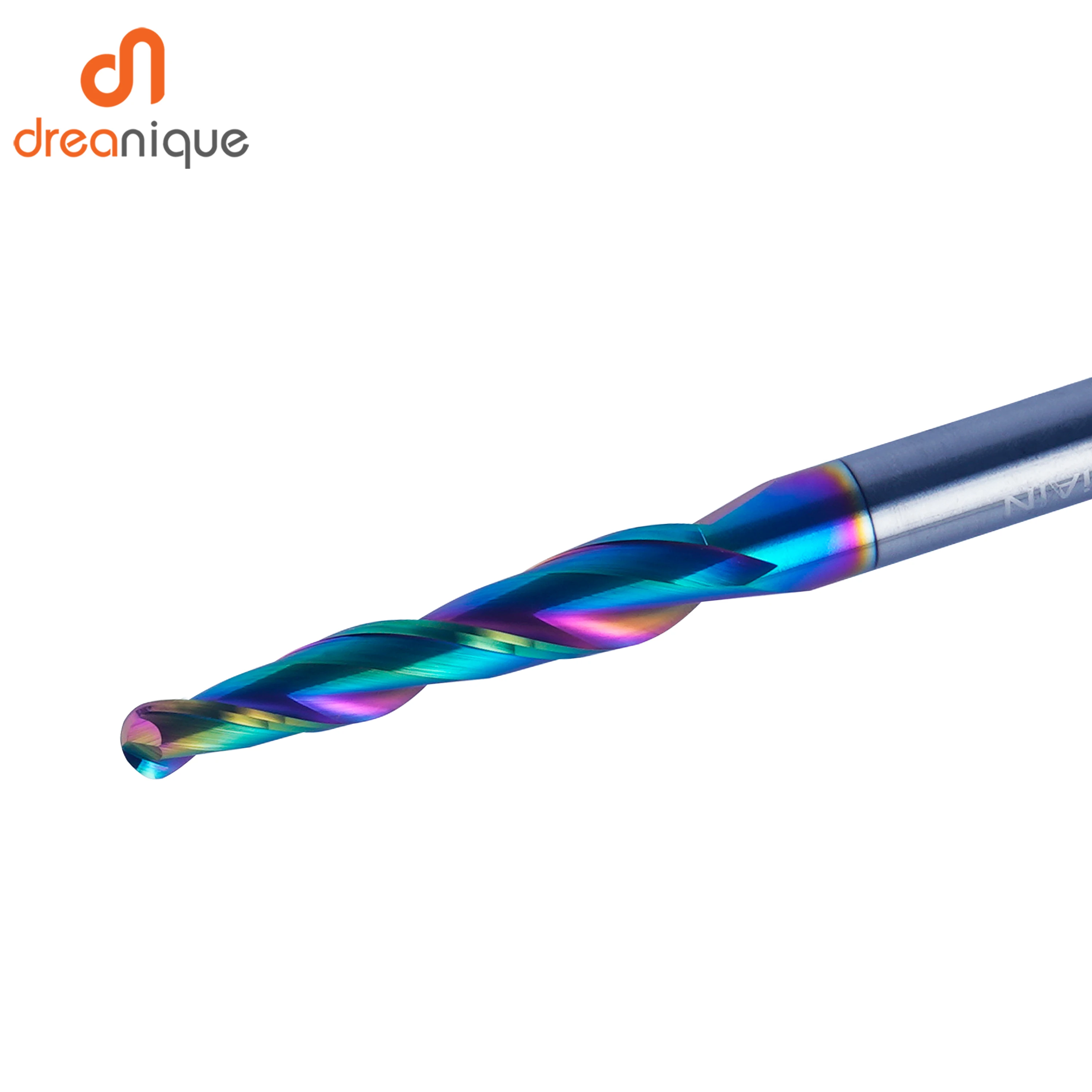 Dreanique 1pc Taper Ball Nose Engraving Bit 2 Flutes DLC Coated Milling Cutter Router Bits for Wood Metal 3D Carving End Mill