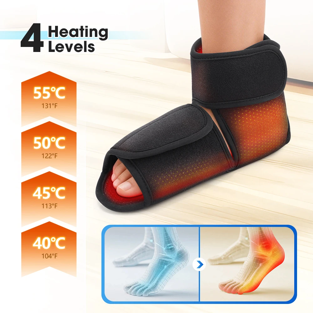 Dual Airbag Foot Ankle Massager 4 Levels Heating 3 Air Compression Kneading Massage Hot Compress Electric Heating Ankle Guard