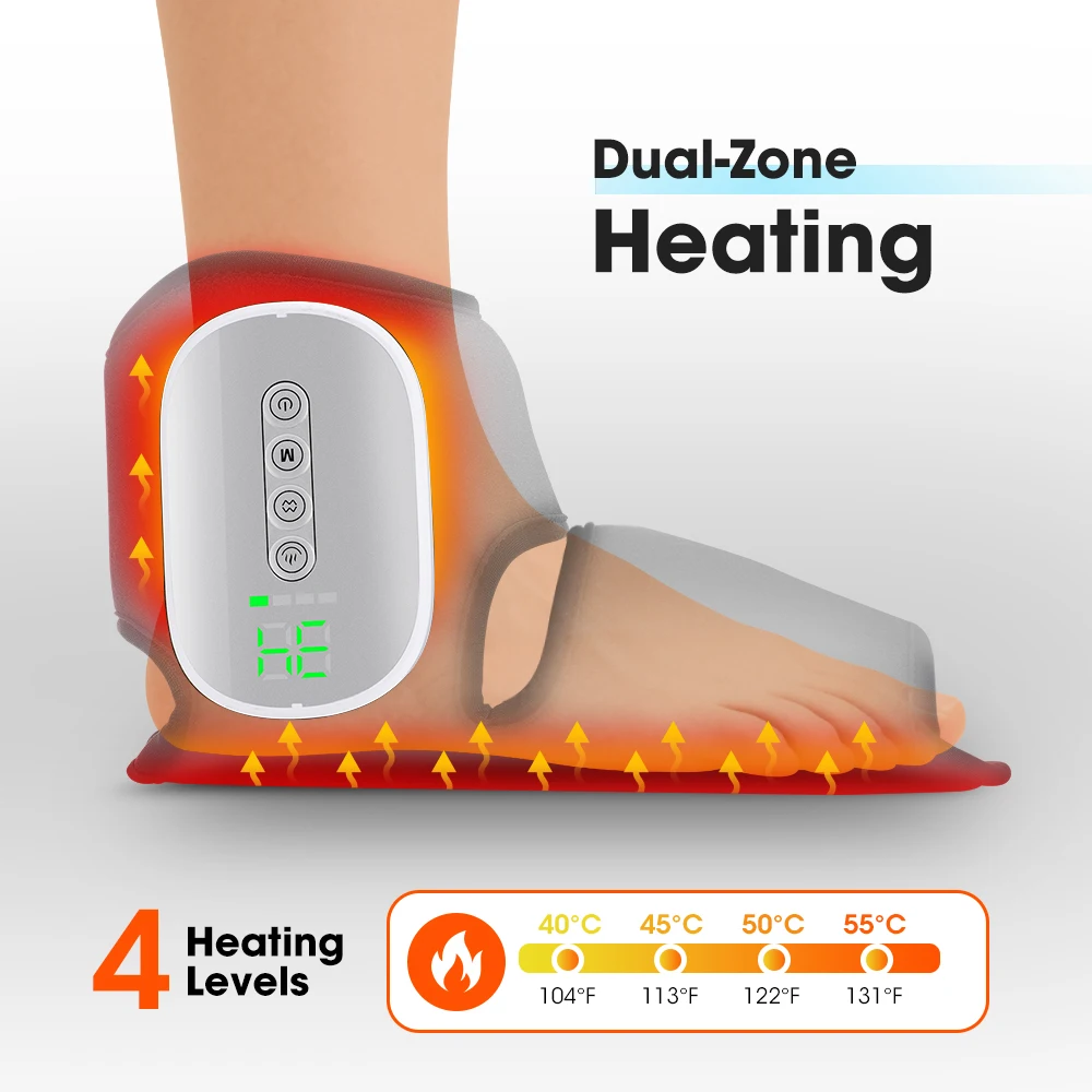 Dual Airbag Foot Ankle Massager 4 Levels Heating 3 Air Compression Kneading Massage Hot Compress Electric Heating Ankle Guard
