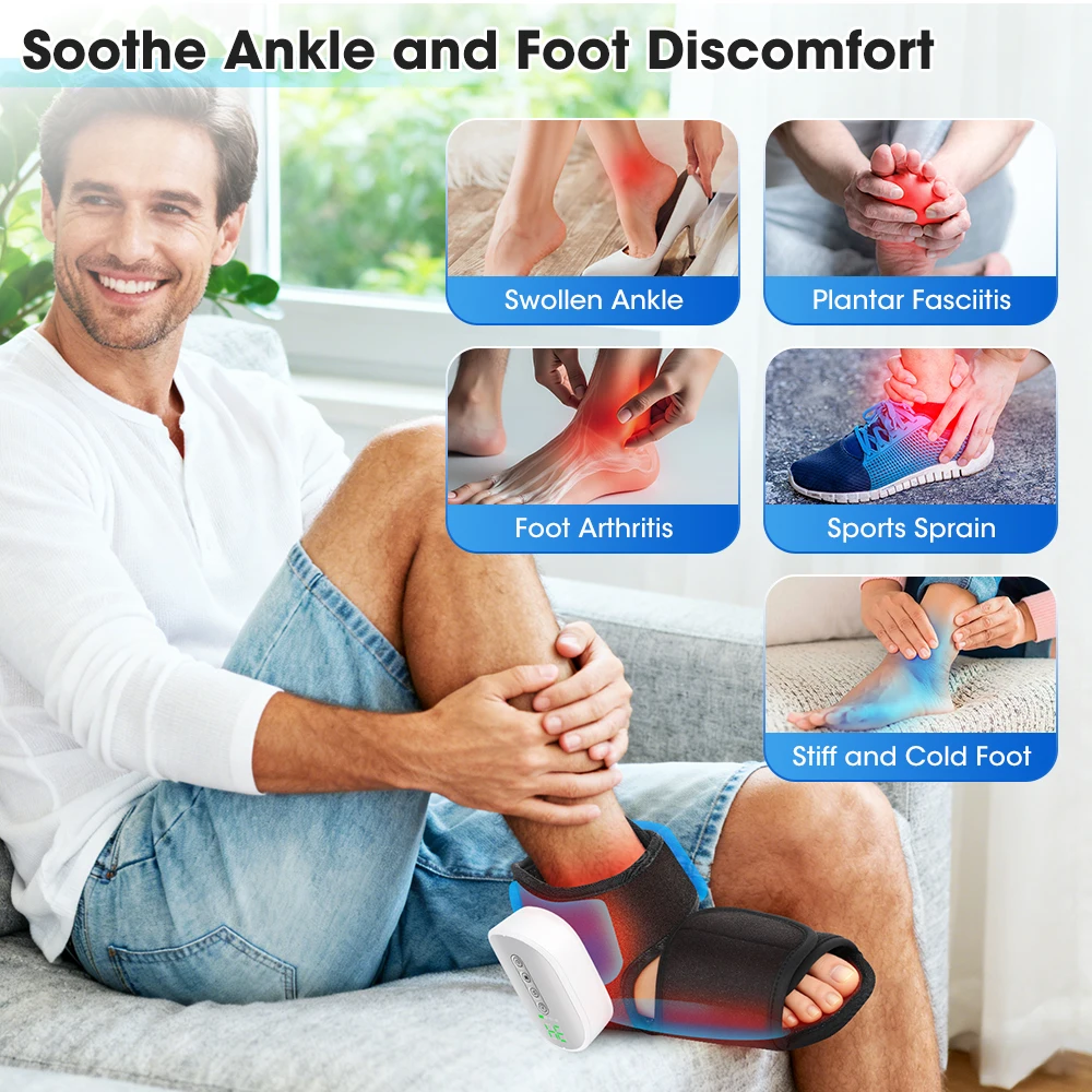 Dual Airbag Foot Ankle Massager 4 Levels Heating 3 Air Compression Kneading Massage Hot Compress Electric Heating Ankle Guard