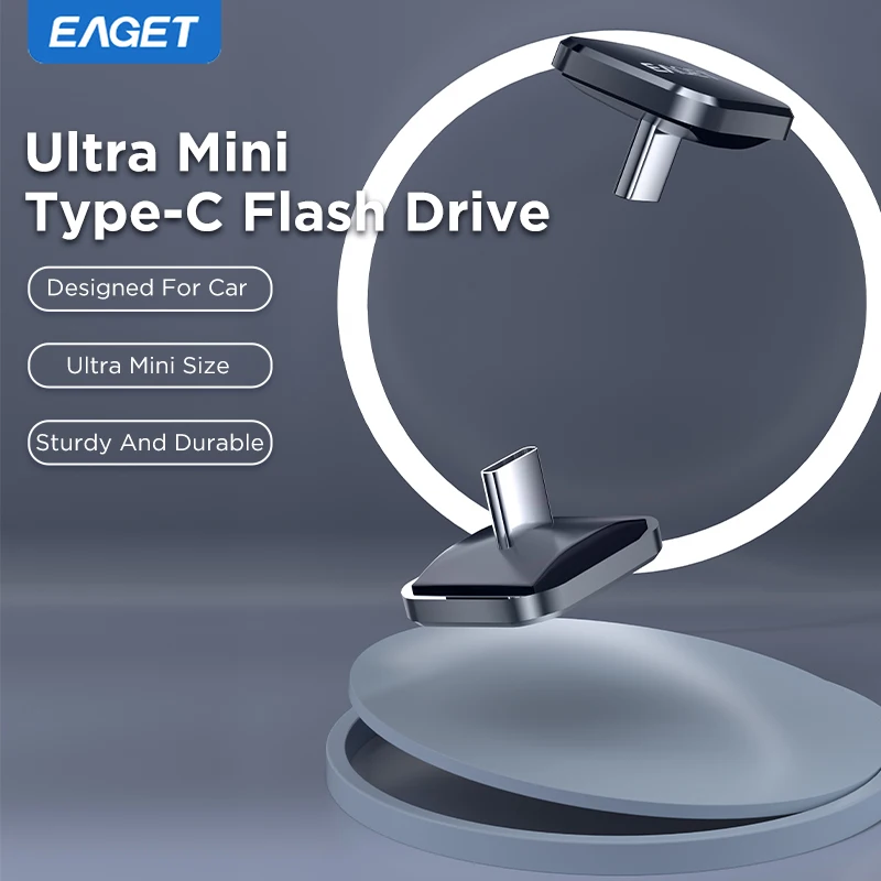 EAGET 8GB/16GB/32GB/64GB Mini Car Type-C USB 2.0 Flash Drive Plug & Play for Dashcam Mobile Mac PC Car Driving