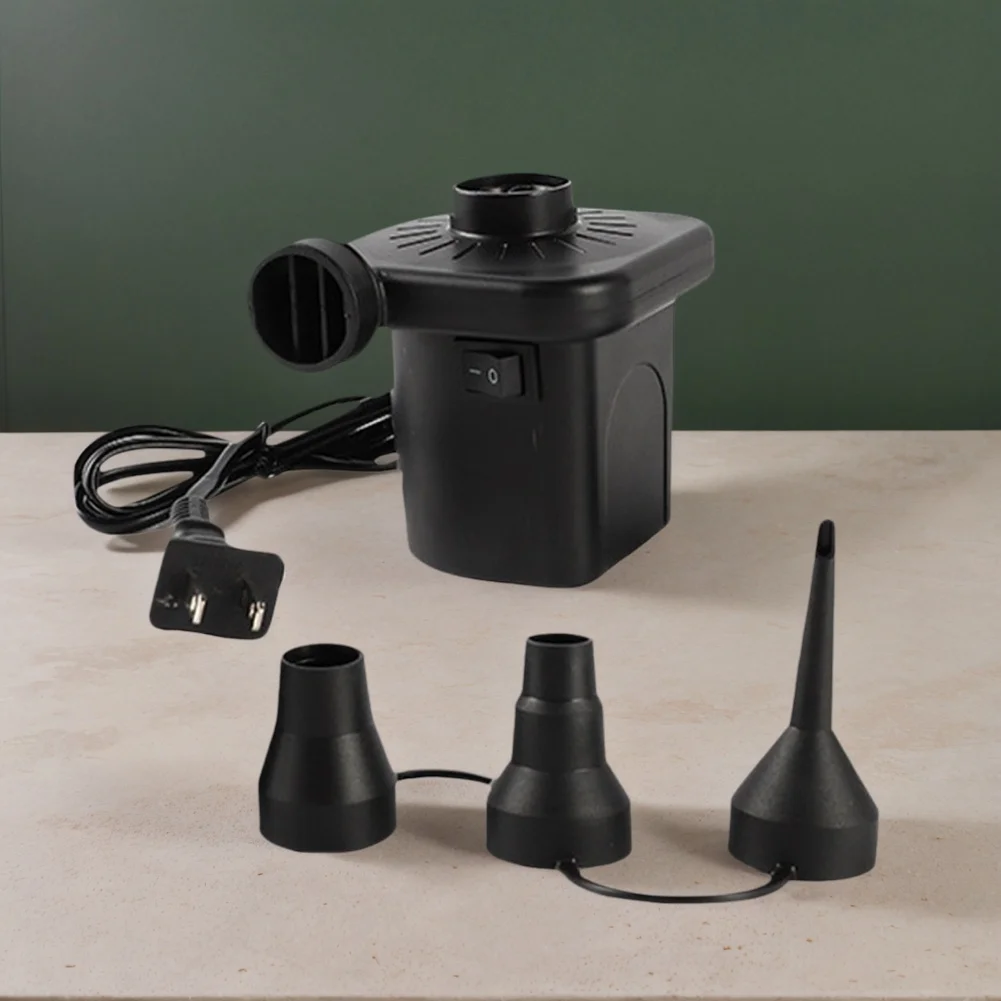 Electric Air Pump with 3 Nozzles Portable Air Mattress Pump Inflator/Deflator Pumps for Inflatables Swimming Ring