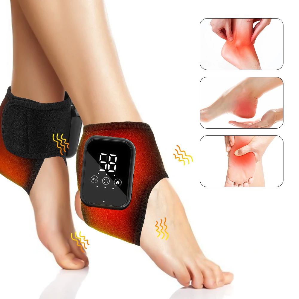 Electric Ankle Massager Hot Compress Vibration Foot Massager Ankle Joint Protection Heating Strap Ankle Heated Brace Wrap