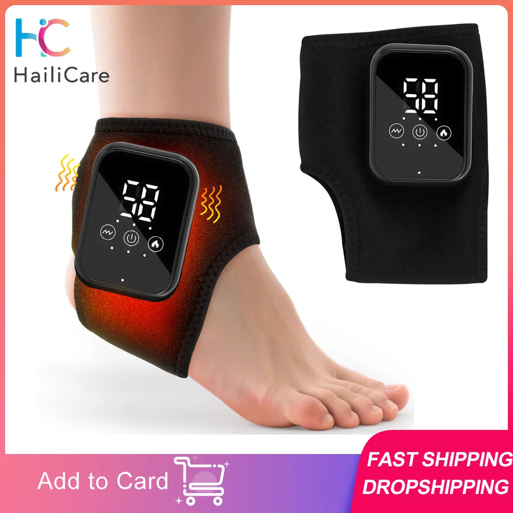 Electric Ankle Massager Hot Compress Vibration Foot Massager Ankle Joint Protection Heating Strap Ankle Heated Brace Wrap