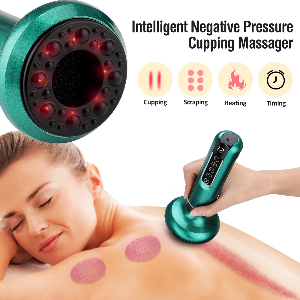 Electric Cupping Device 12 Levels Vacuum Cupping Cans USB Rechargeable Scraping Cupping Cans Suction Massage Apparatus